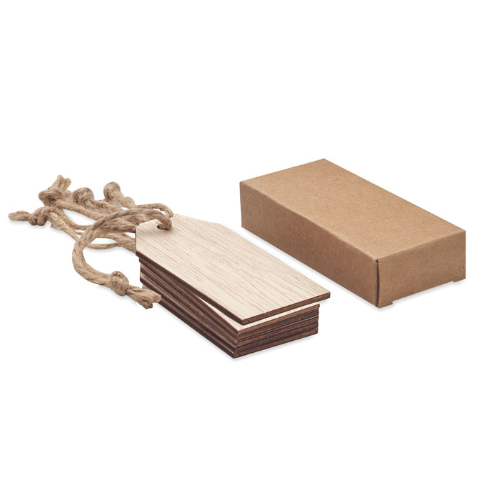 ETIBAM Set van 6 houten geschenklabels
