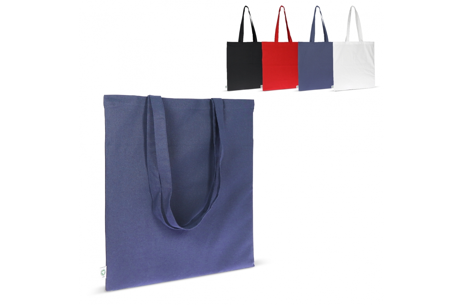 Schoudertas katoen GOTS gekleurd lang 140g/m² 38x42 cm