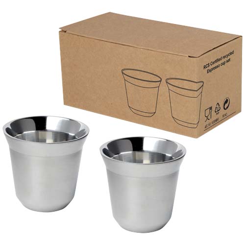 Duo 80 ml RCS gecertificeerde roestvrijstalen espressokopjesset