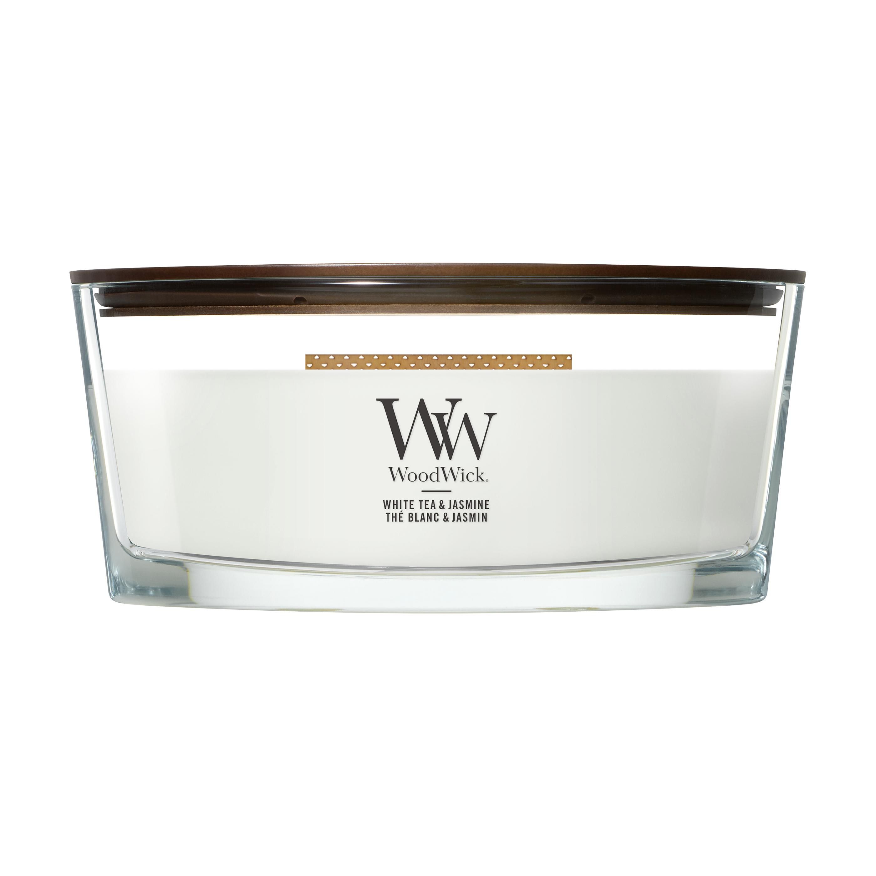 WoodWick White Tea & Jasmine Ellipse Candle geurkaars