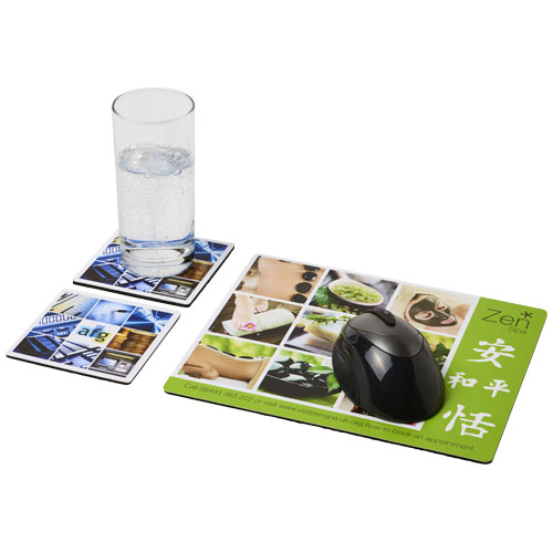 Q-Mat® driedelige combiset van muismat en onderzetter 3
