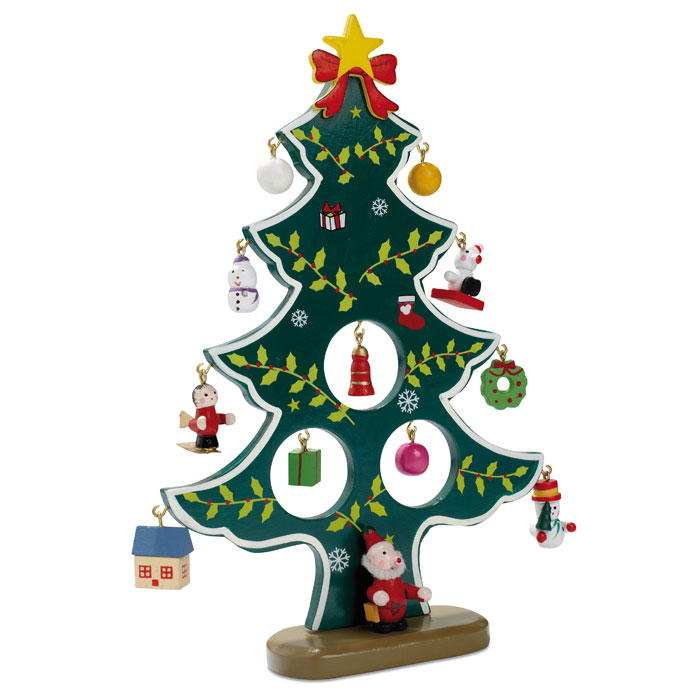 WOODTREE Houten kerstboom met decoratie