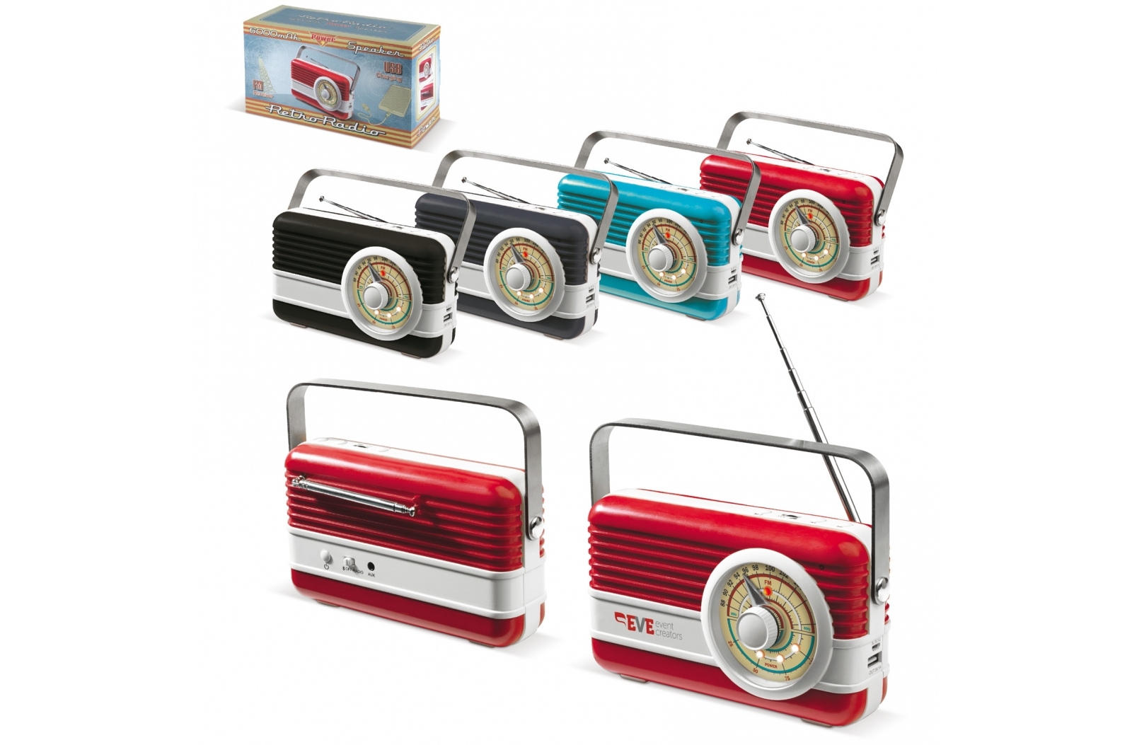 Powerbank 6000mAh & retro speaker 3W