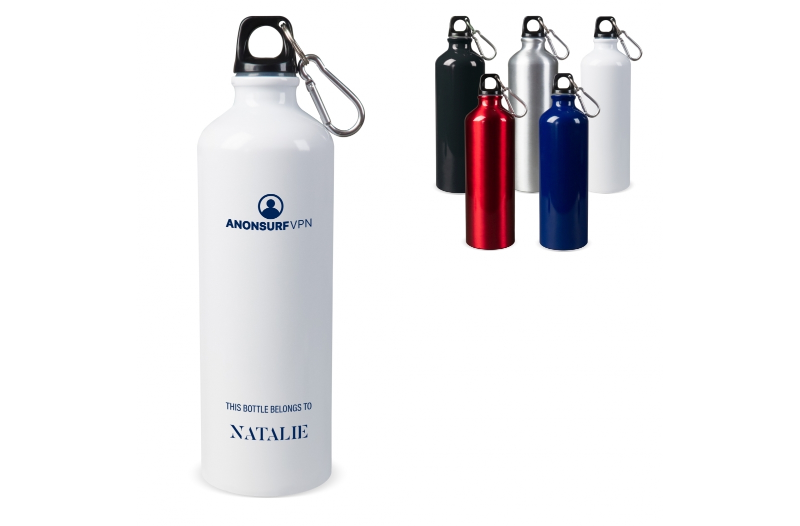 Waterfles aluminium met karabijnhaak 750ml