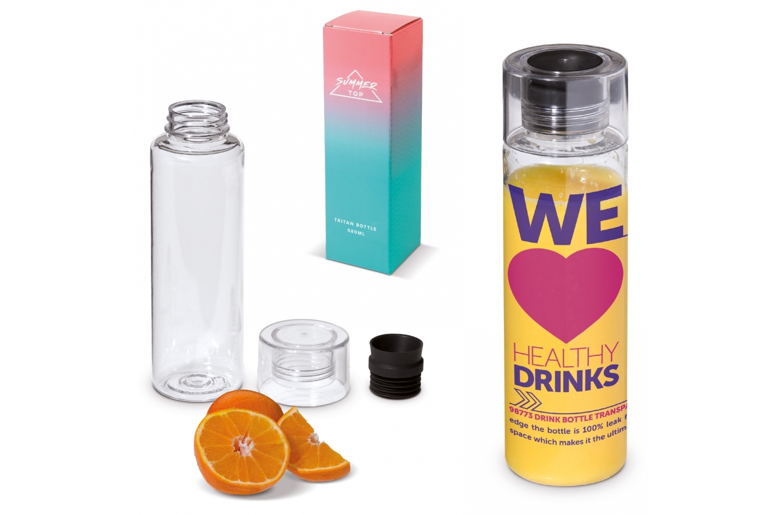 Drinkfles kunststof met siliconen mondstuk 580ml