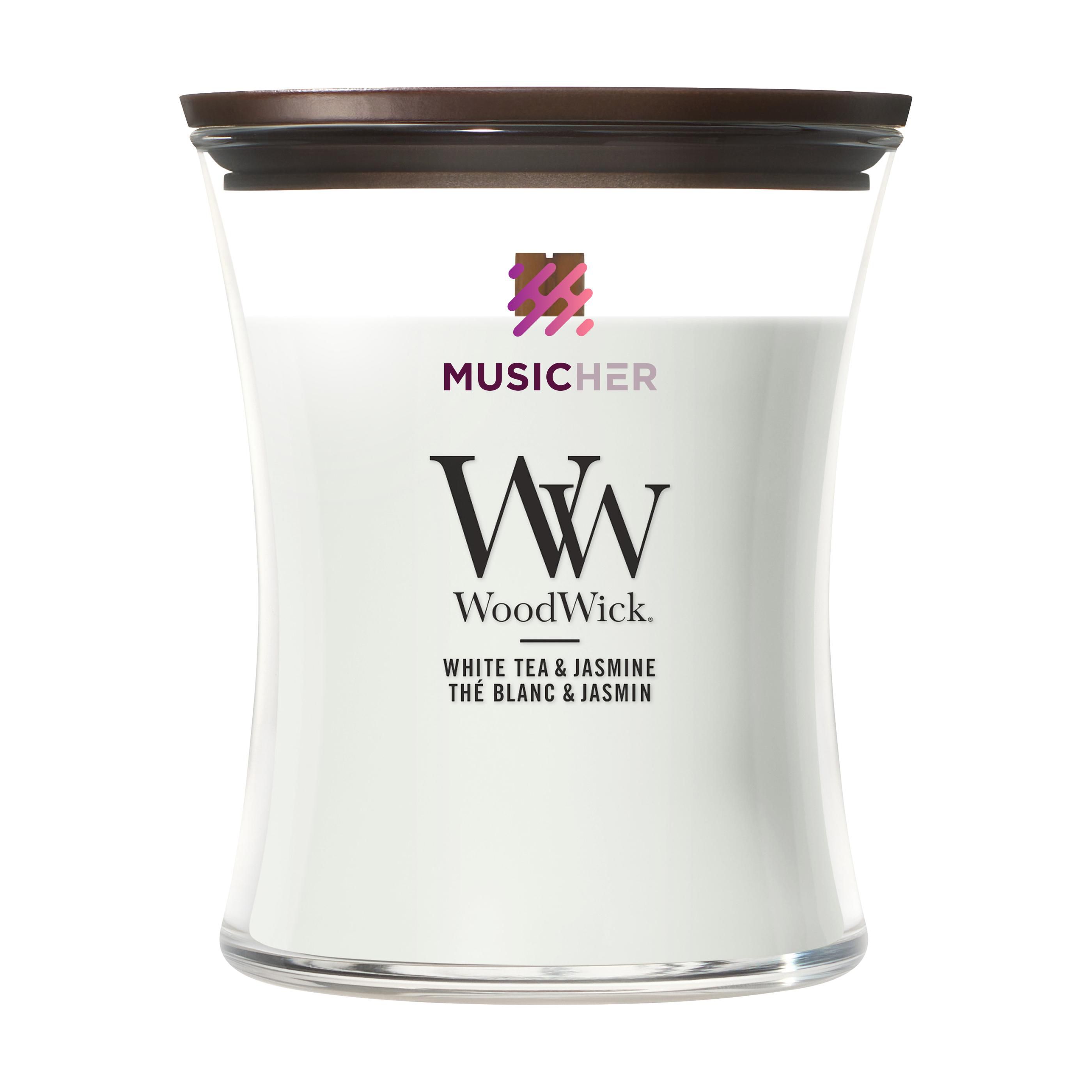 WoodWick White Tea & Jasmine Medium Candle geurkaars