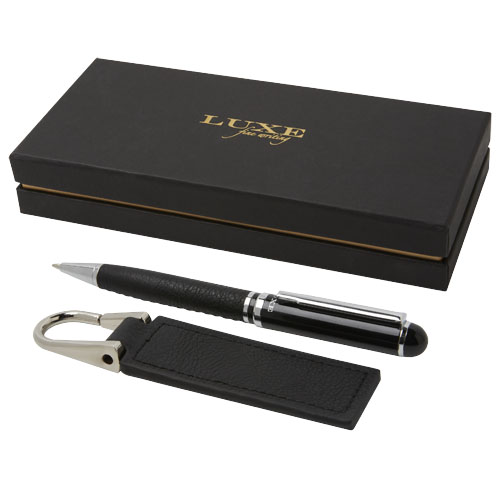 Verse geschenkset met balpen en sleutelhanger