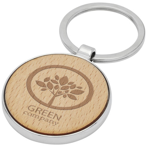 Moreno beukenhouten ronde sleutelhanger