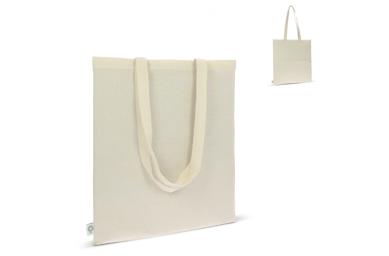 Schoudertas katoen GOTS ecru lang 140g/m² 38x42 cm