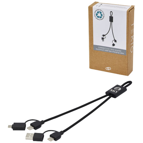 Connect 6-in-1 RCS gerecycled aluminium 45W snellaad- en gegevensoverdrachtkabel