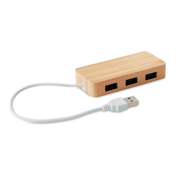 VINA USB hub bamboe 3 poorten