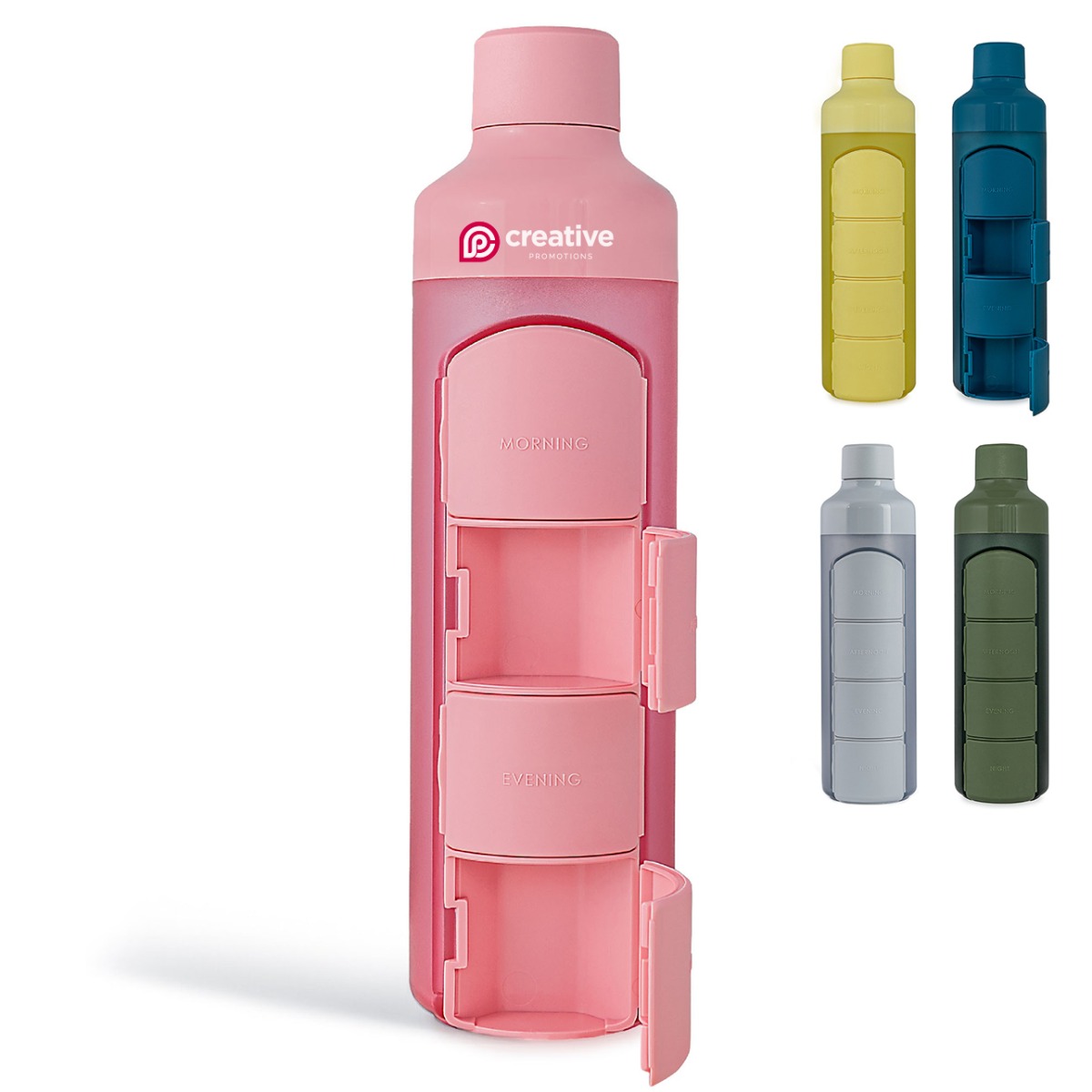 YOS Waterfles met Pillendoos Daily 4 vakken