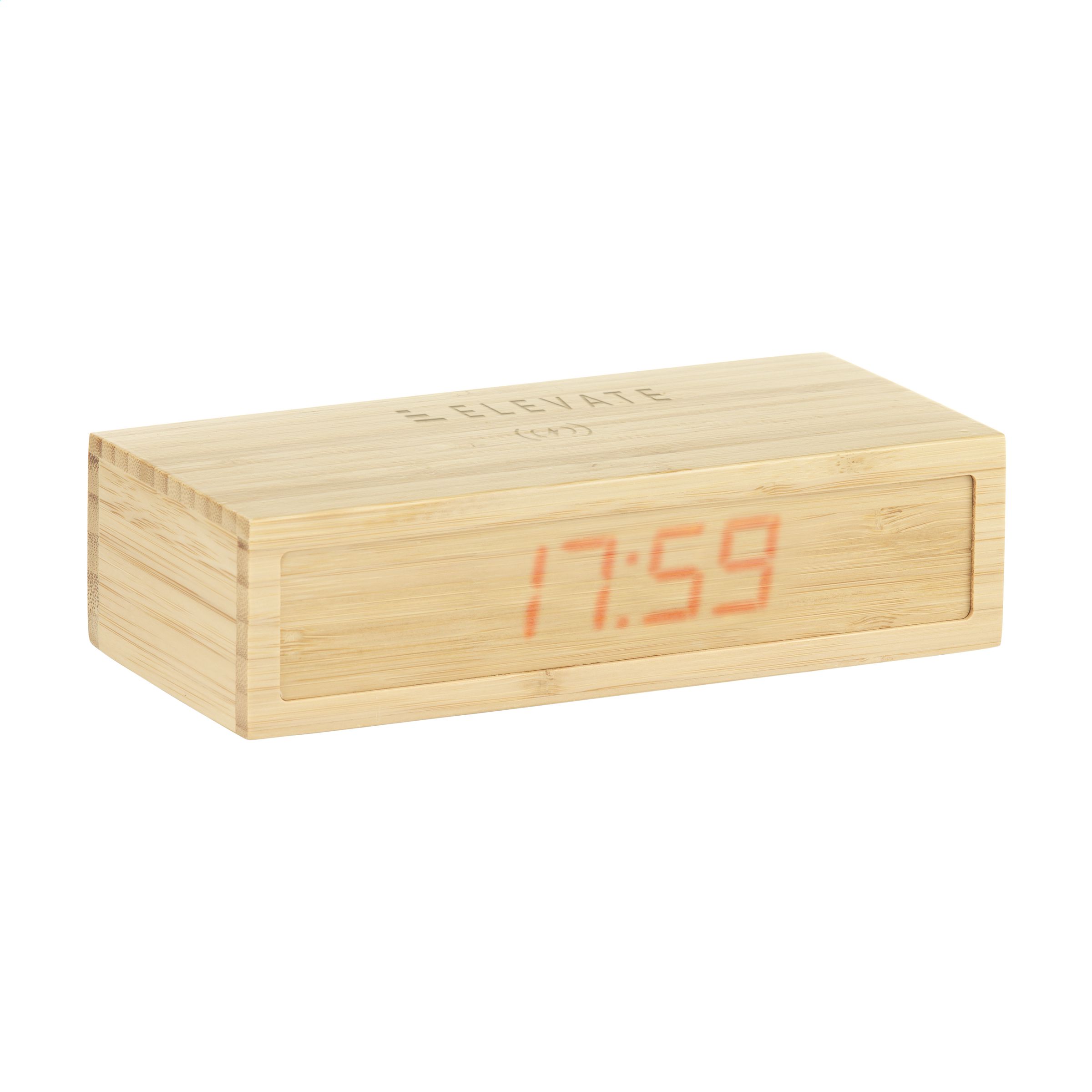 Bamboo Alarm Clock with Wireless Charger oplader
