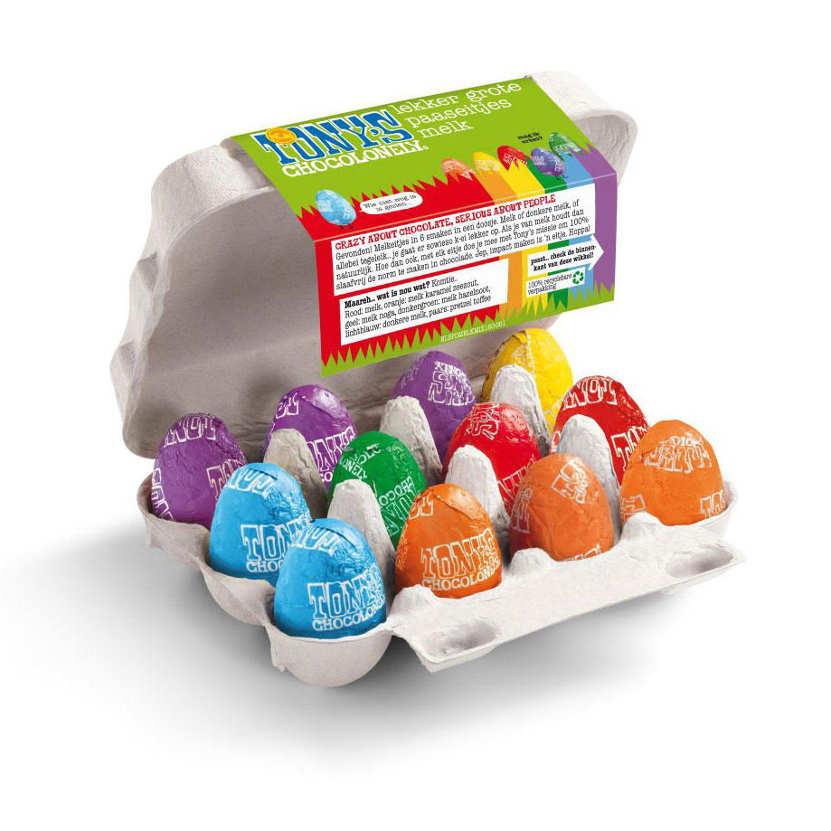 Tony's Chocolonely Paaseitjes melk mix doosje