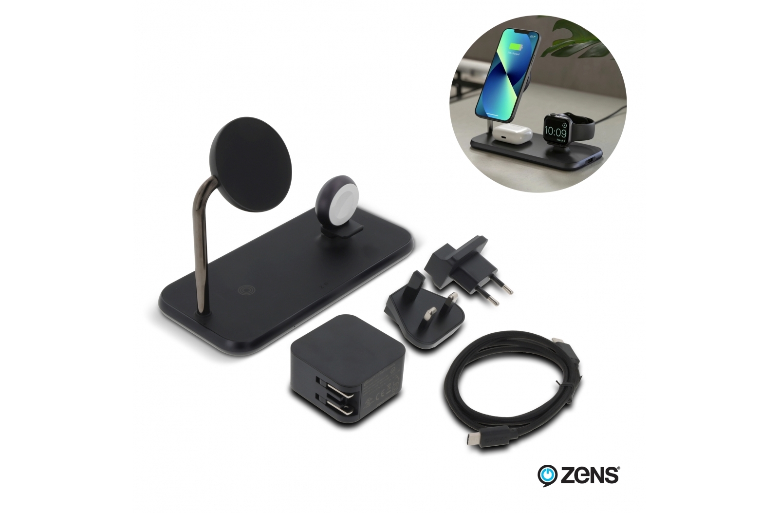 ZEDC18B | ZENS Magnetic + Watch Wireless Charger