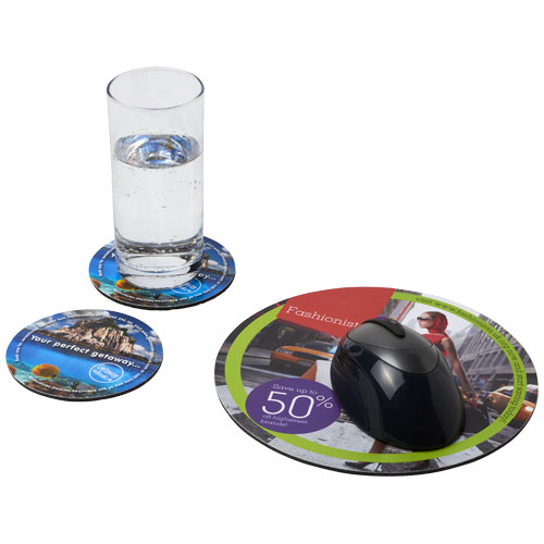 Q-Mat® driedelige combiset van muismat en onderzetter 5