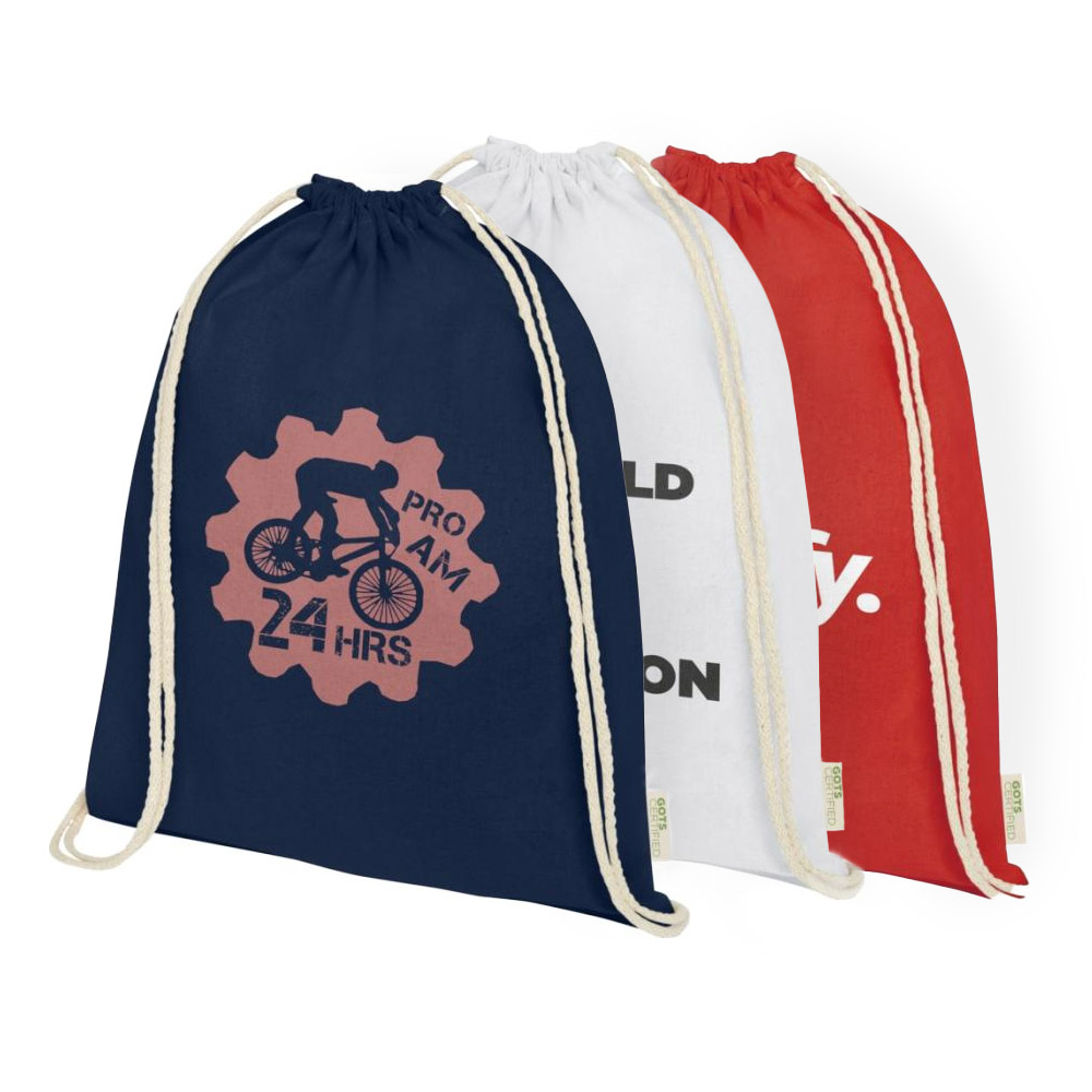 Orissa&nbsp;100 g/m² biologisch katoenen rugzak met trekkoordsluiting 5L