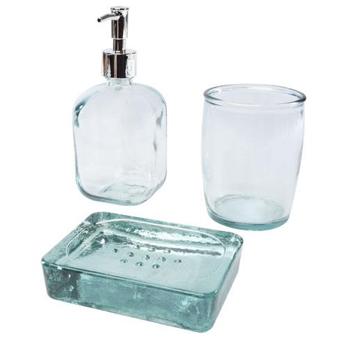 Jabony 3 delige badkamerset van gerecycled glas