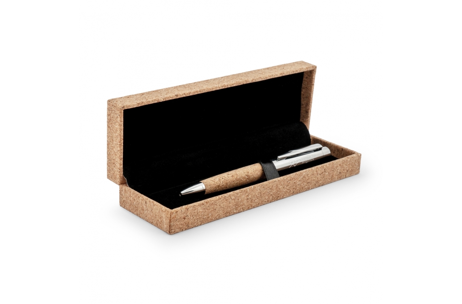 Metalen pen met kurk in geschenkverpakking