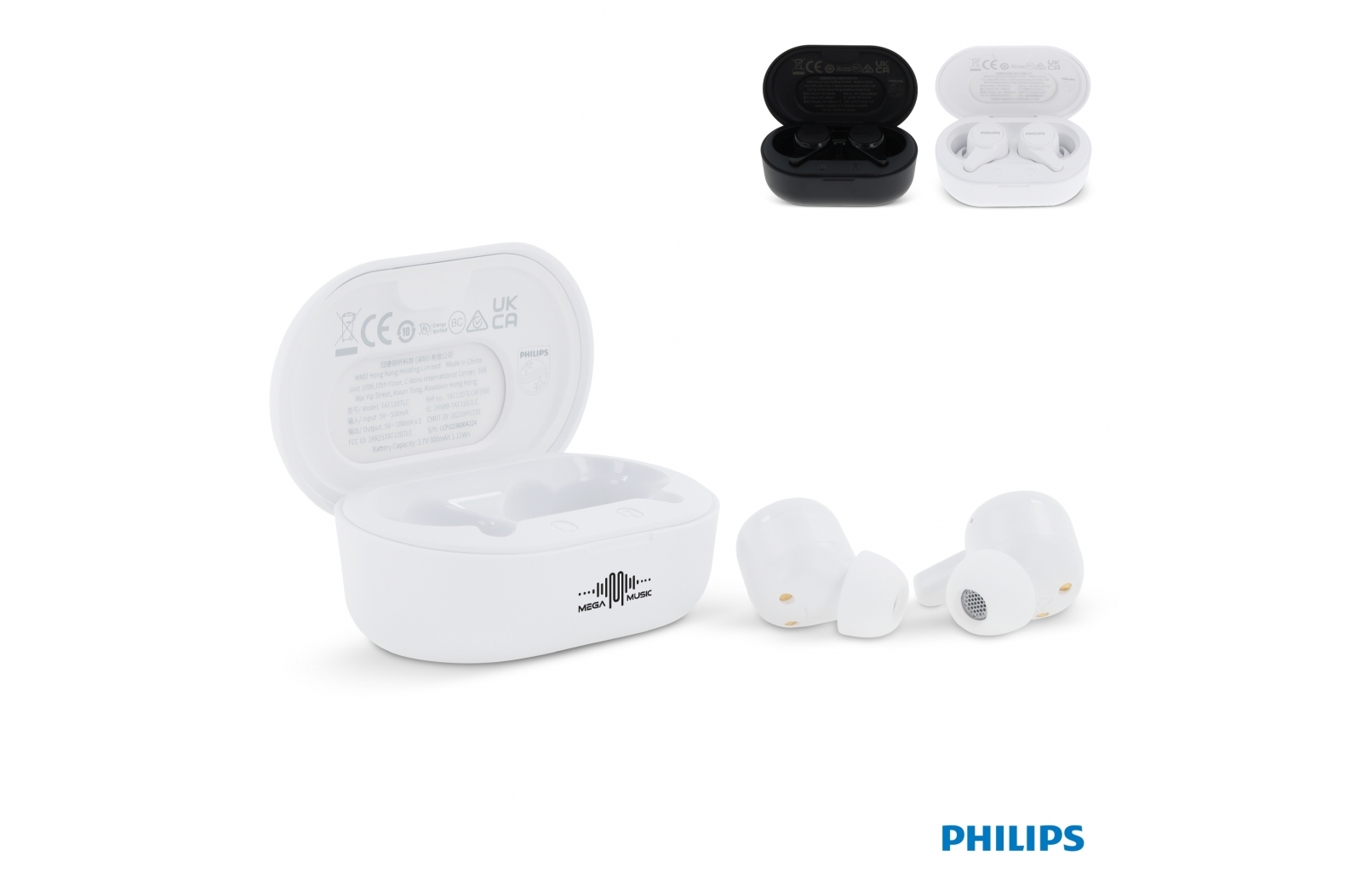 TAT1207 | Philips&nbsp;TWS In-Earbuds With Silicon buds     Zwart