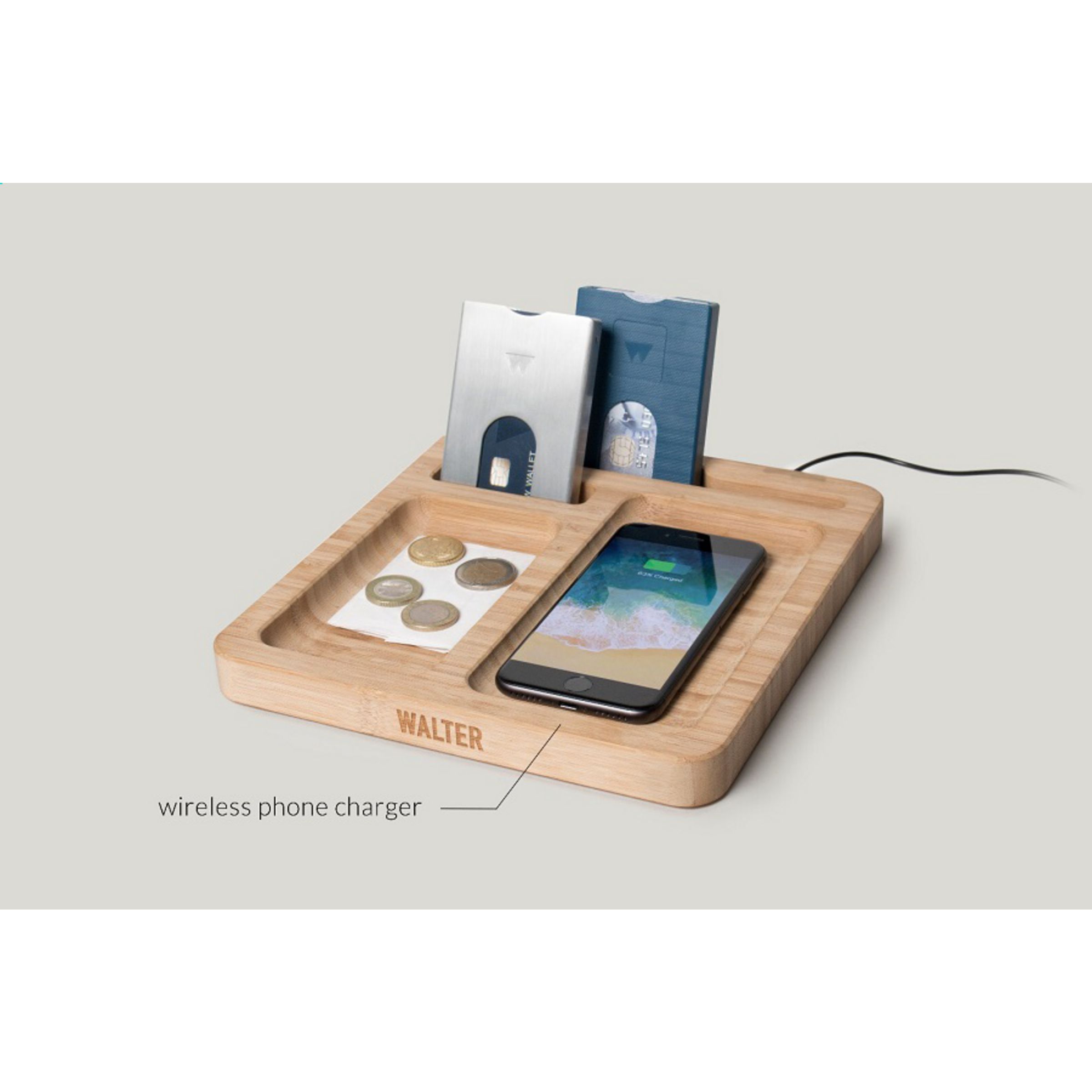 Walter Bamboo Single Dock 15W organizer en oplader