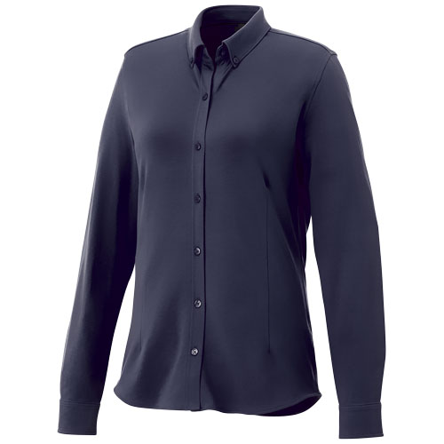 Bigelow piqué dames blouse met lange mouwen
