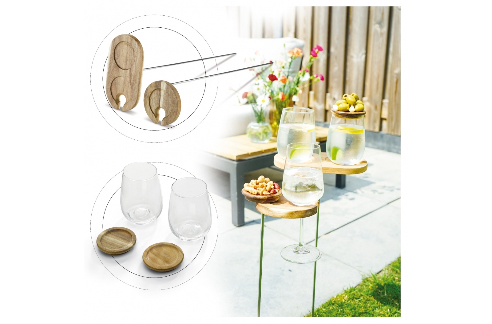 Tuinset met twee tapas glazen