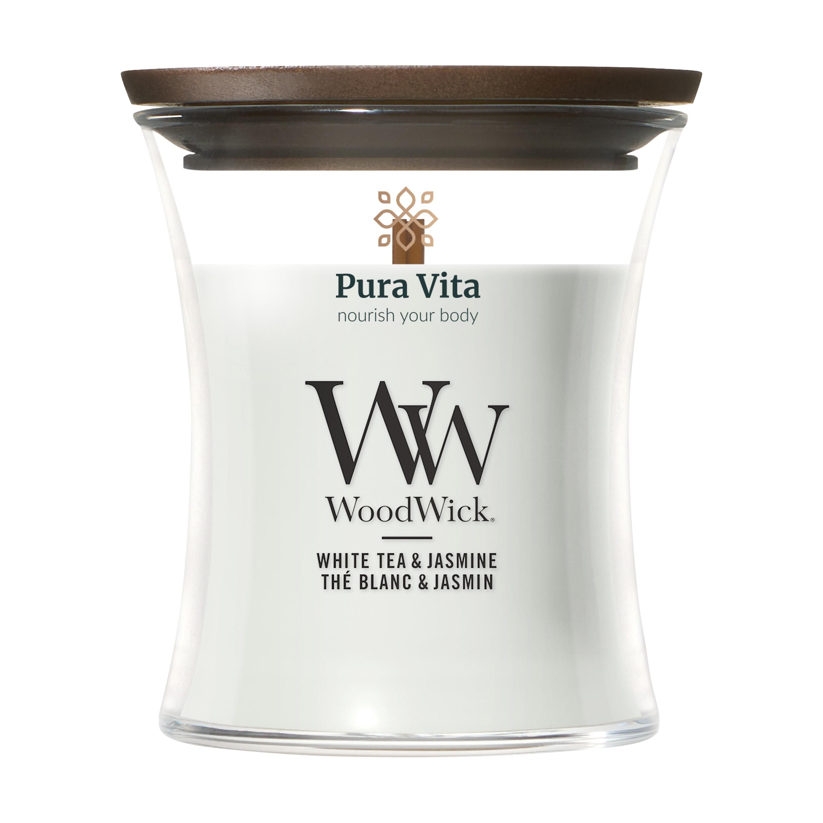 WoodWick White Tea & Jasmine Mini Candle geurkaars