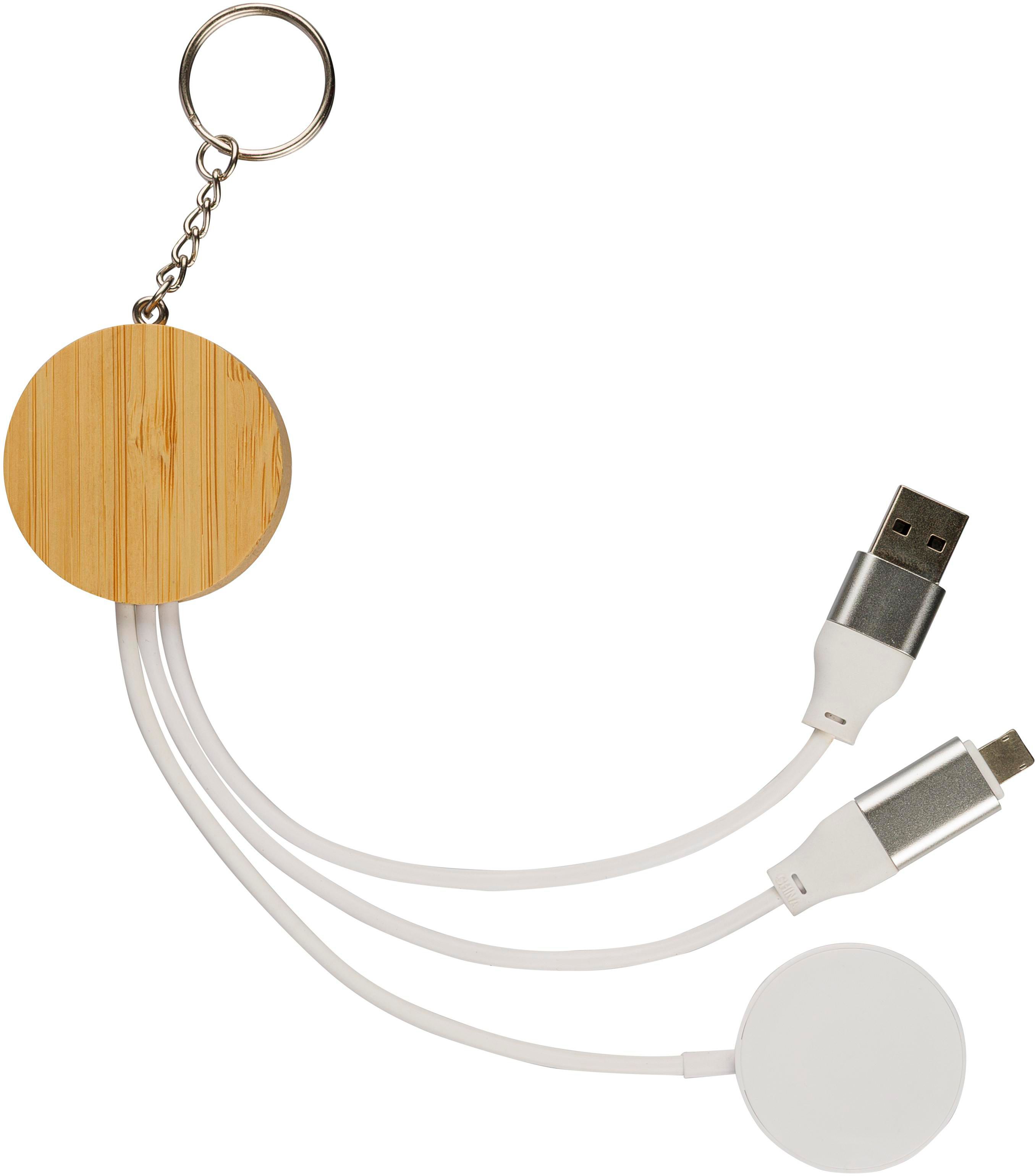 Sleutelhanger met oplaadkabels Mei | Bamboe | Met smartwatchlader